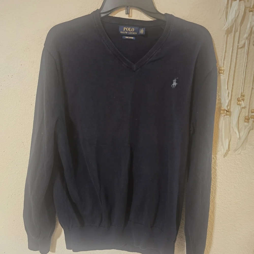 Ralph Lauren Men's Deep Blue V-Neck Sweater